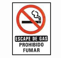 CARTELES SEALIZACION ESCAPE DE GAS PROHIBIDO FUMAR